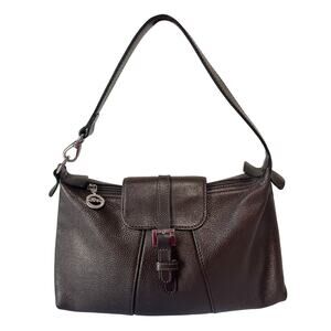 Longchamp Le Foulonné Brown Pebbled Leather Shoulder Bag Vintage Y2K France
